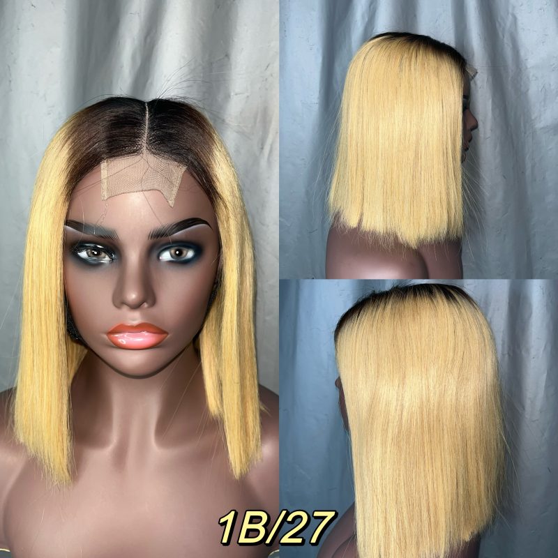 2x6 Colored Straight BOB Lace Closure Wig Double Drawn Virgin Human Hair Wig - 图片 11
